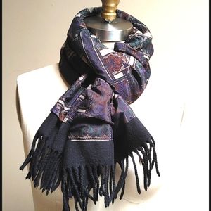 Vintage Italian Wool & Silk Winter Scarf